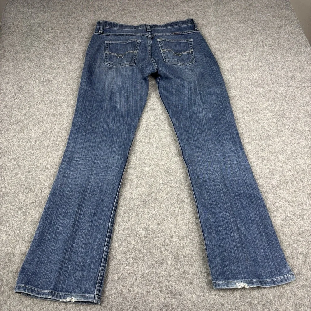 Wrangler Q-Baby Jeans Womens‎ 7/8x32 Western Bootcut Rodeo Distressed Blue Denim